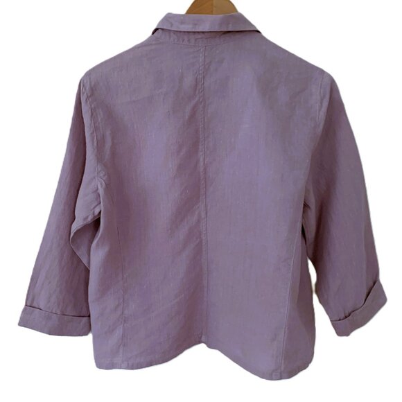 Sigrid Olsen 100% Linen Button Down Top Size 10 Vintage - Picture 3 of 8